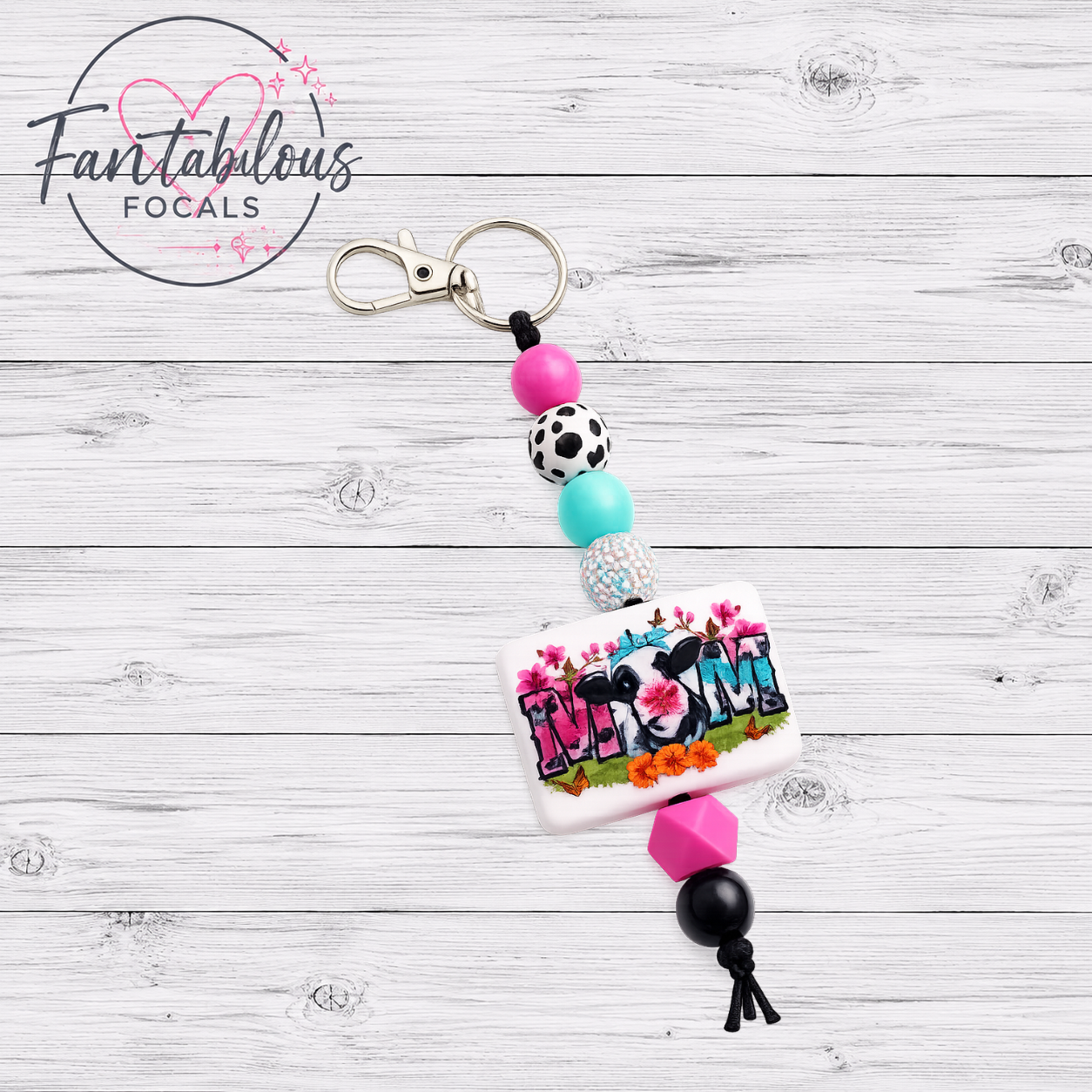 30mm Cow Mom Silicone Focal Bead