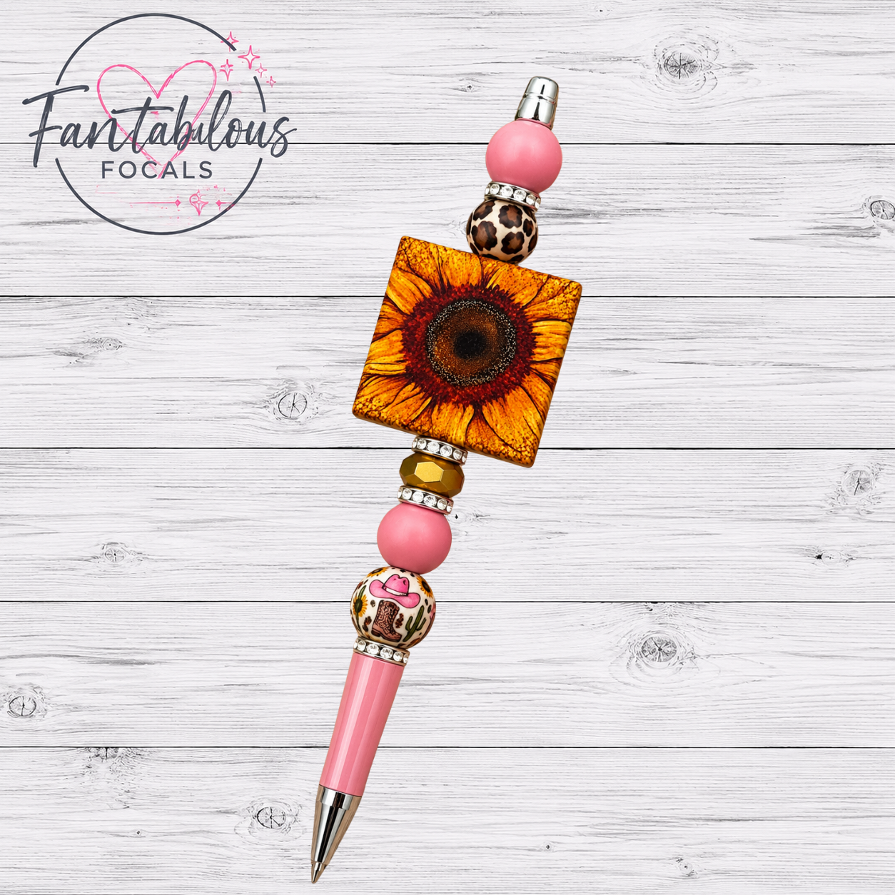 Golden Sunflower Silicone Focal Bead