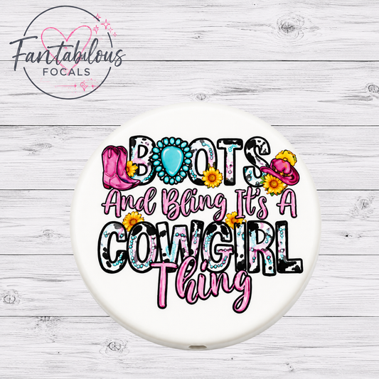 30mm Boots & Bling It's A Cowgirl Thing Silicone Focal Bead
