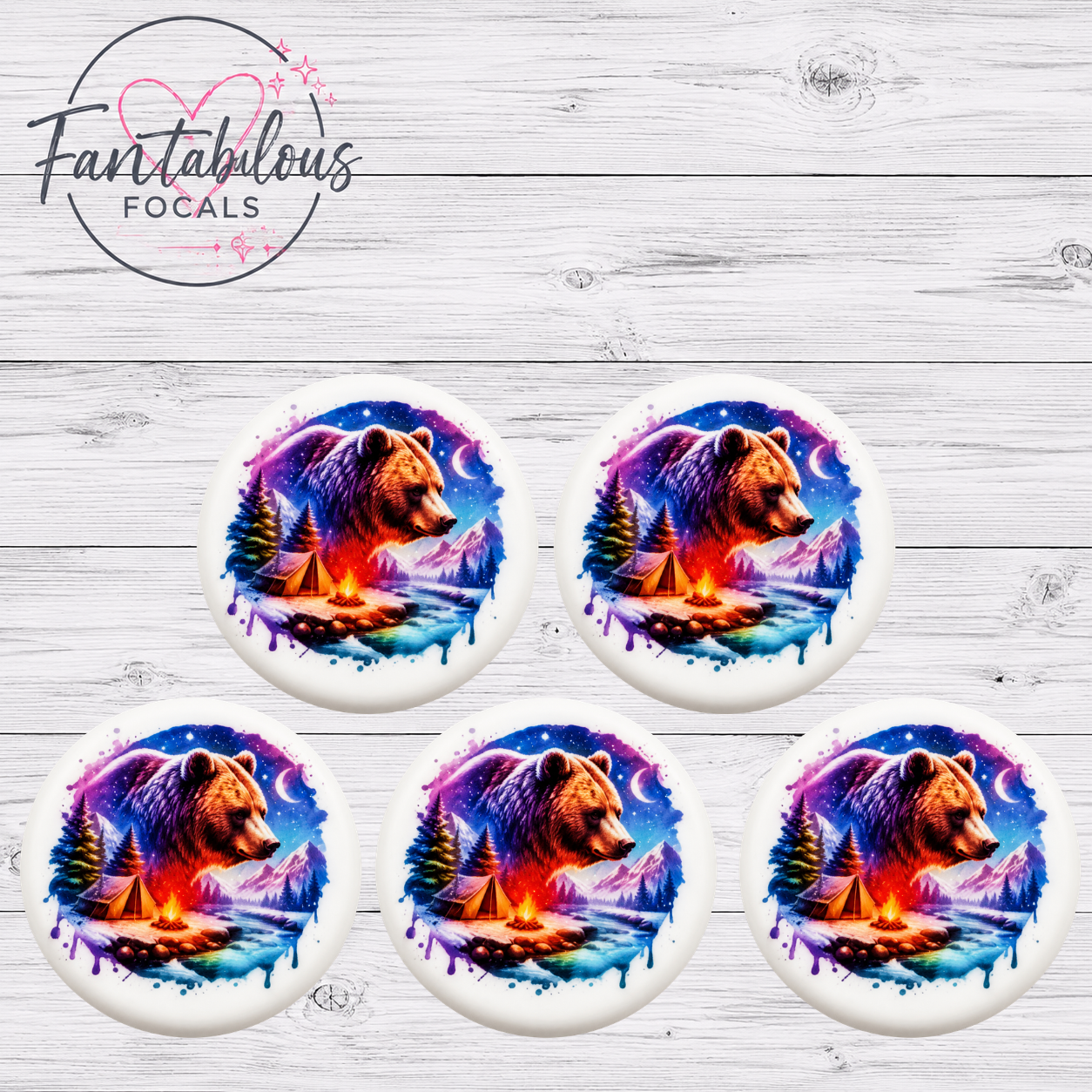 Bear Camping Silicone Focal Bead