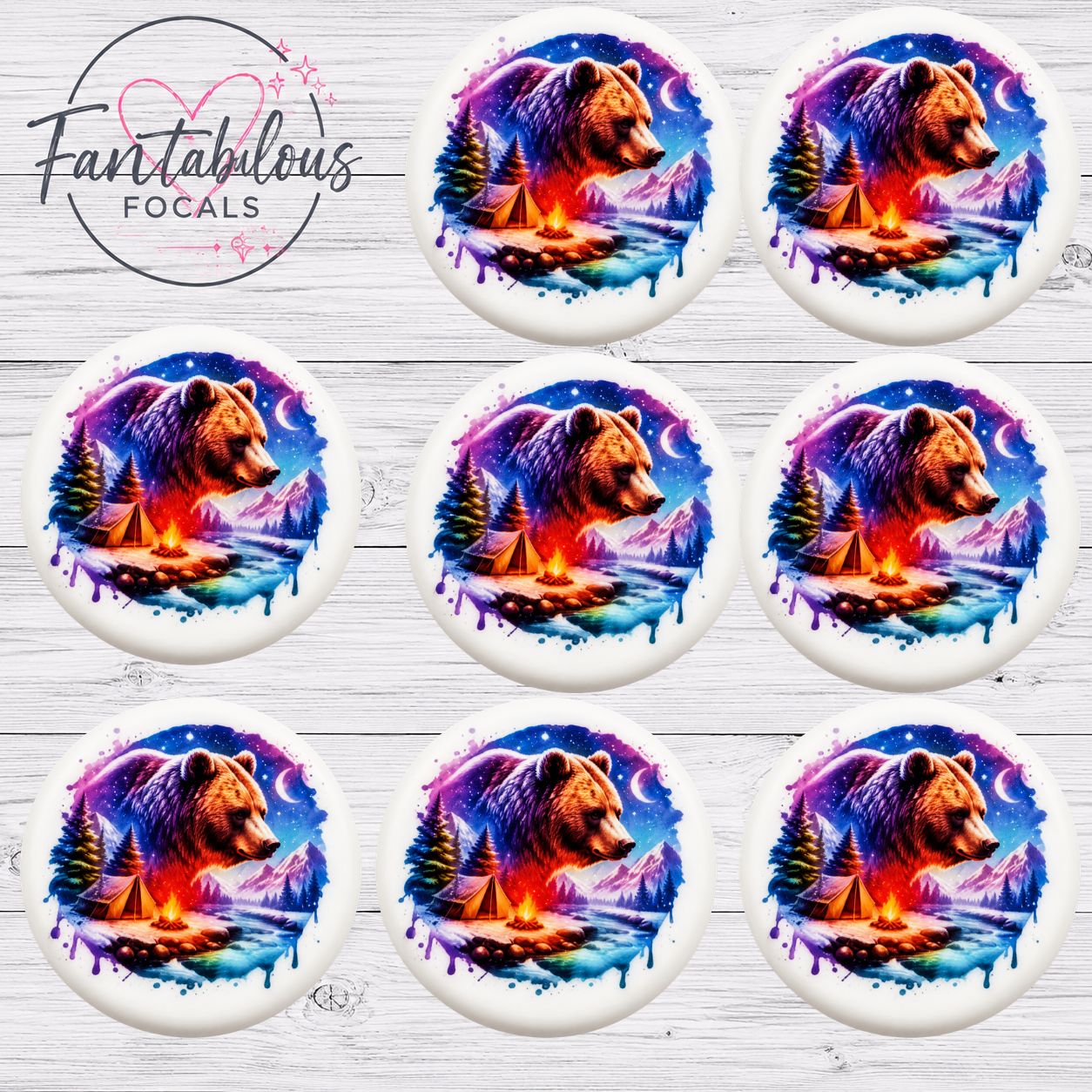 Bear Camping Silicone Focal Bead