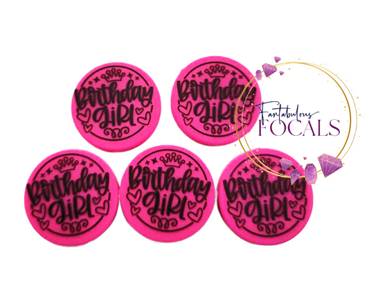 30mm “Birthday Girl” Custom Silicone Focal Bead