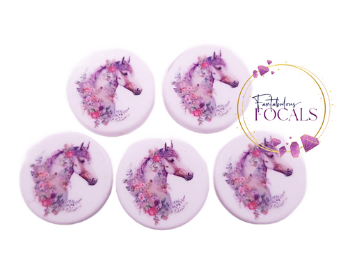 30mm “Floral Horse” Custom Exclusive Silicone Focal Bead