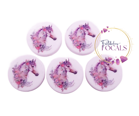 30mm “Floral Horse” Custom Exclusive Silicone Focal Bead