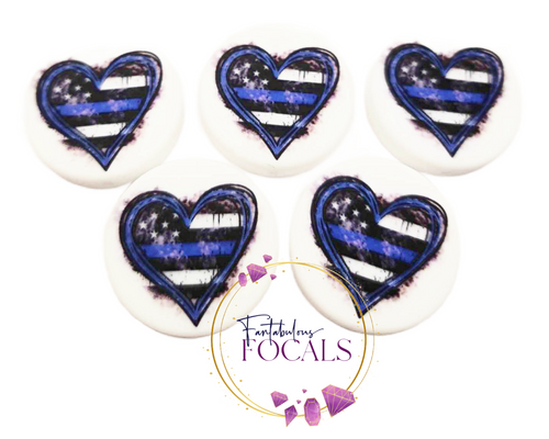 30mm “Police Heart” Custom Exclusive Silicone Focal Bead