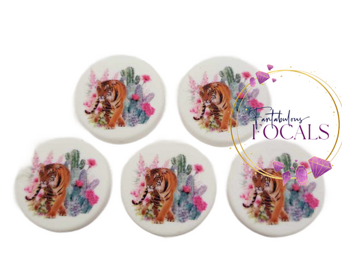 30mm “Tiger- Floral Desert” Custom Exclusive Silicone Focal Bead