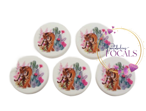 30mm “Tiger- Floral Desert” Custom Exclusive Silicone Focal Bead