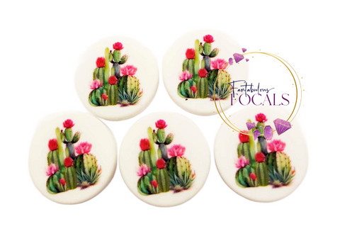 30mm “Desert Flower Cactus” Custom Exclusive Silicone Focal Bead