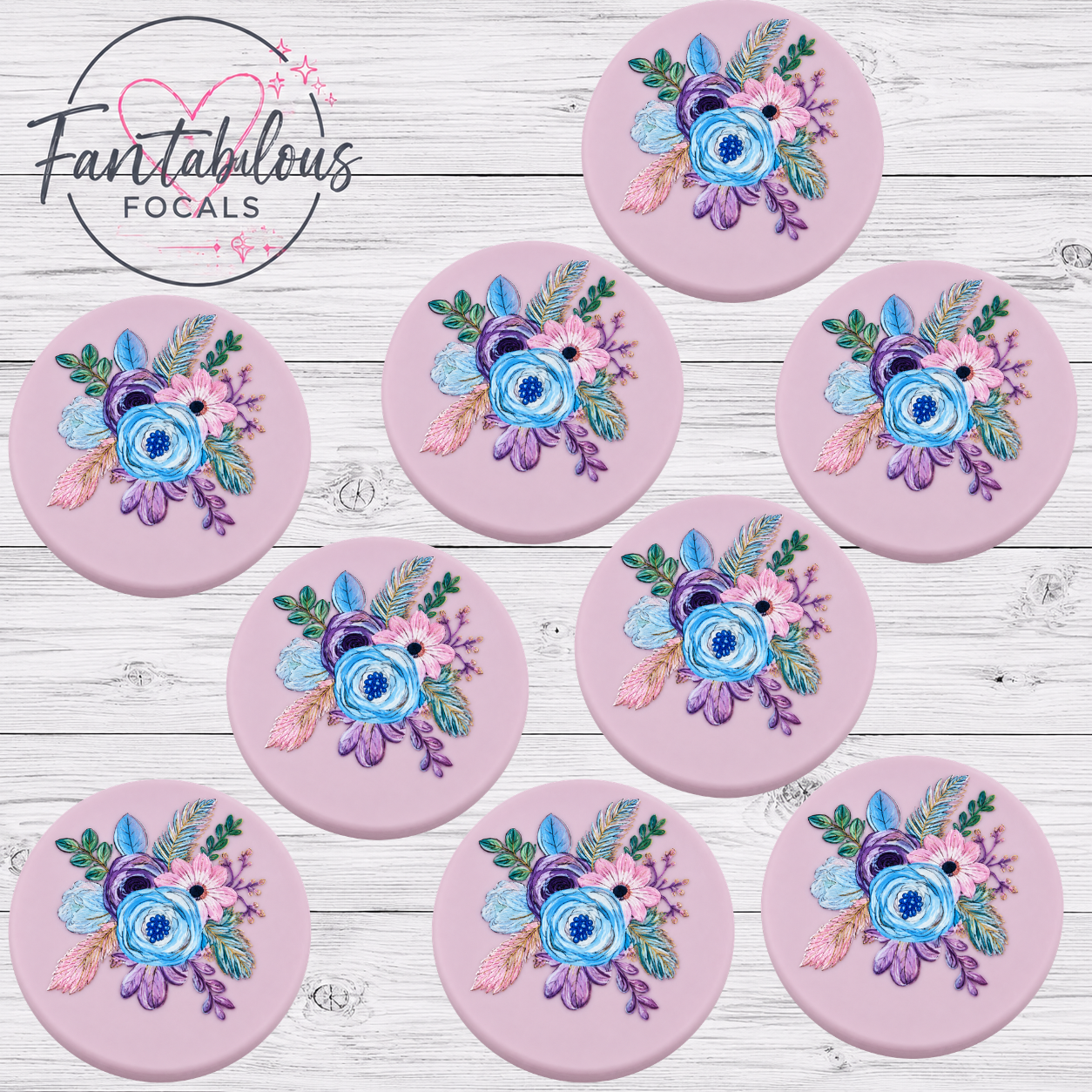 30mm Flower Bouquet Custom  Silicone Focal Bead
