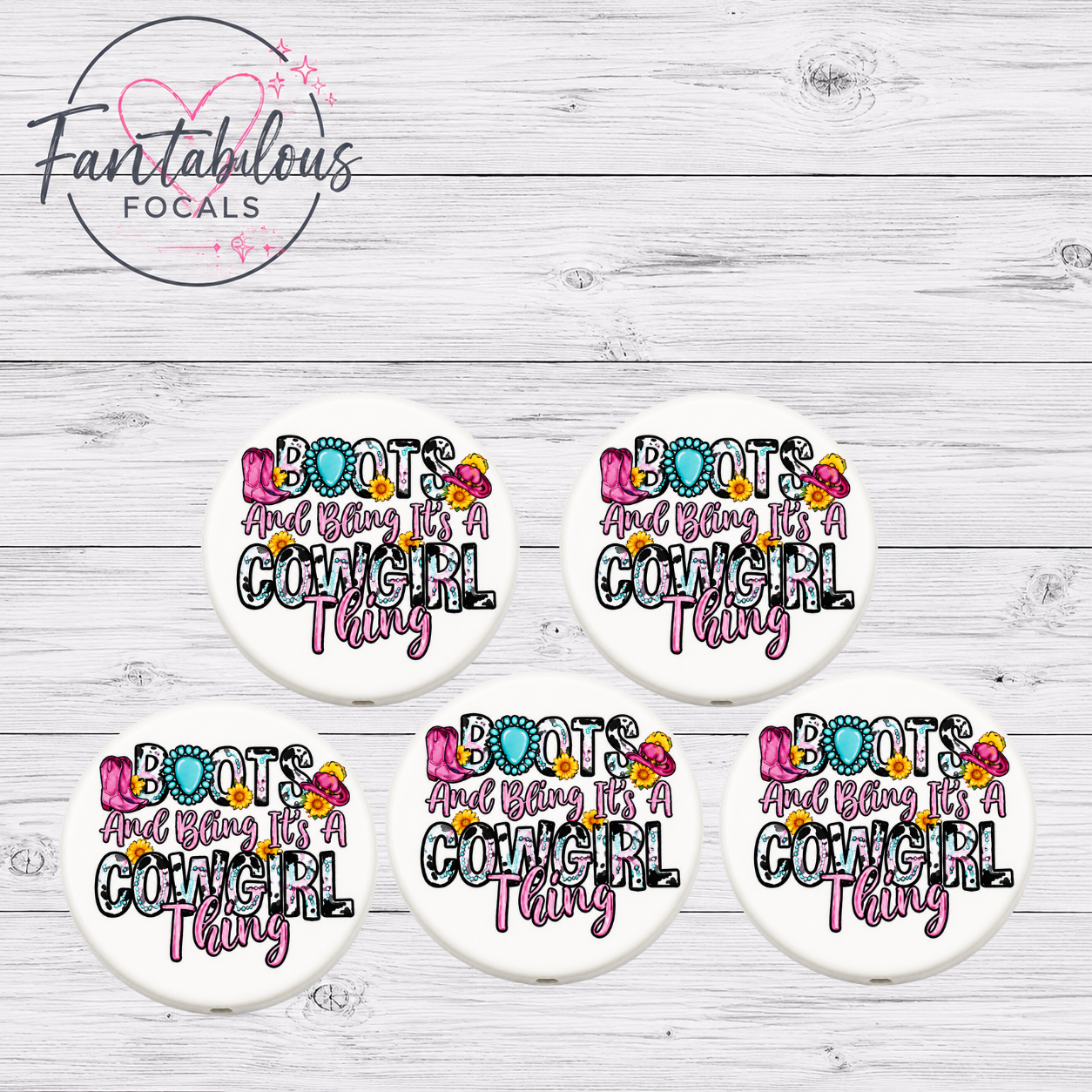 30mm Boots & Bling It's A Cowgirl Thing Silicone Focal Bead
