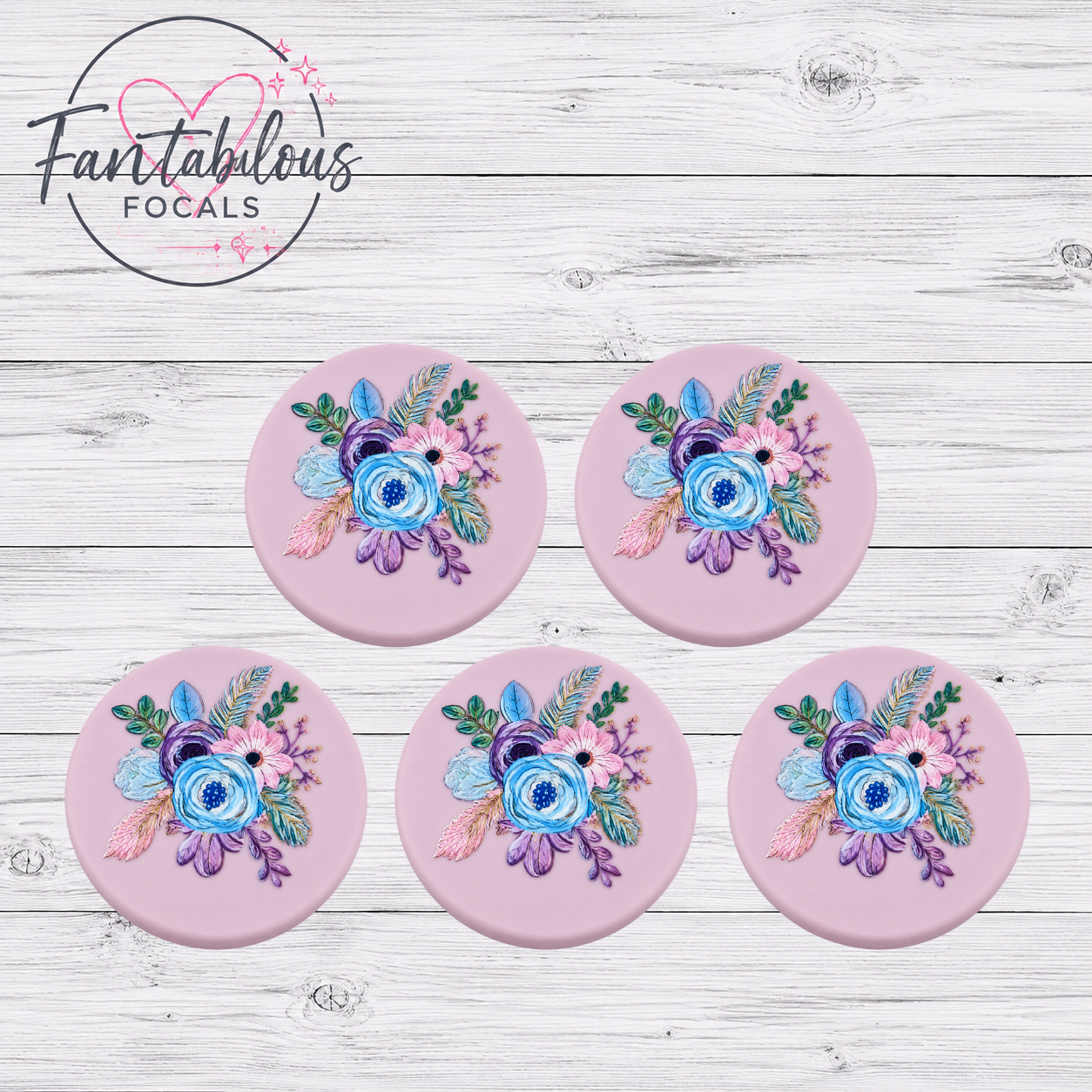 30mm Flower Bouquet Custom  Silicone Focal Bead