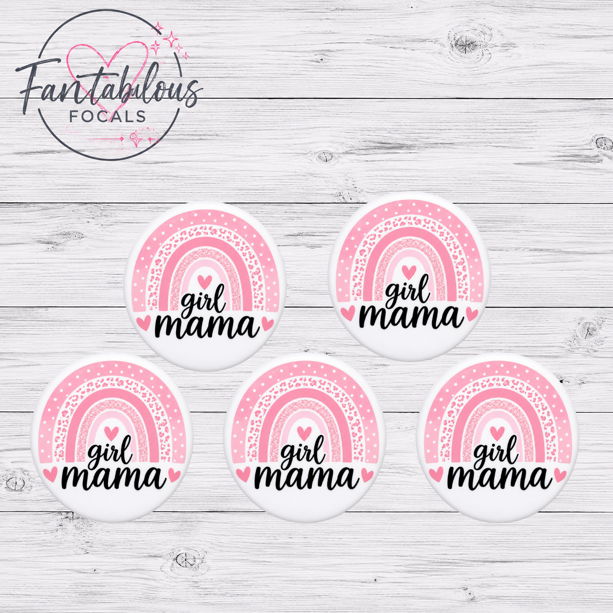 Pink Rainbow Girl Mama Focal Bead