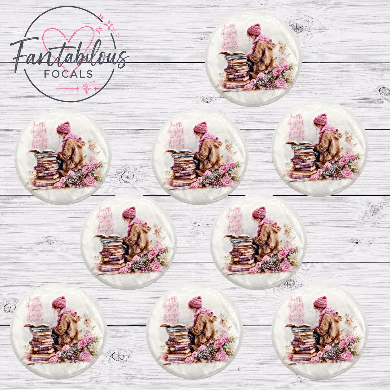 30mm Just a Girl Who Loves Books Custom Silicone Focal Bead