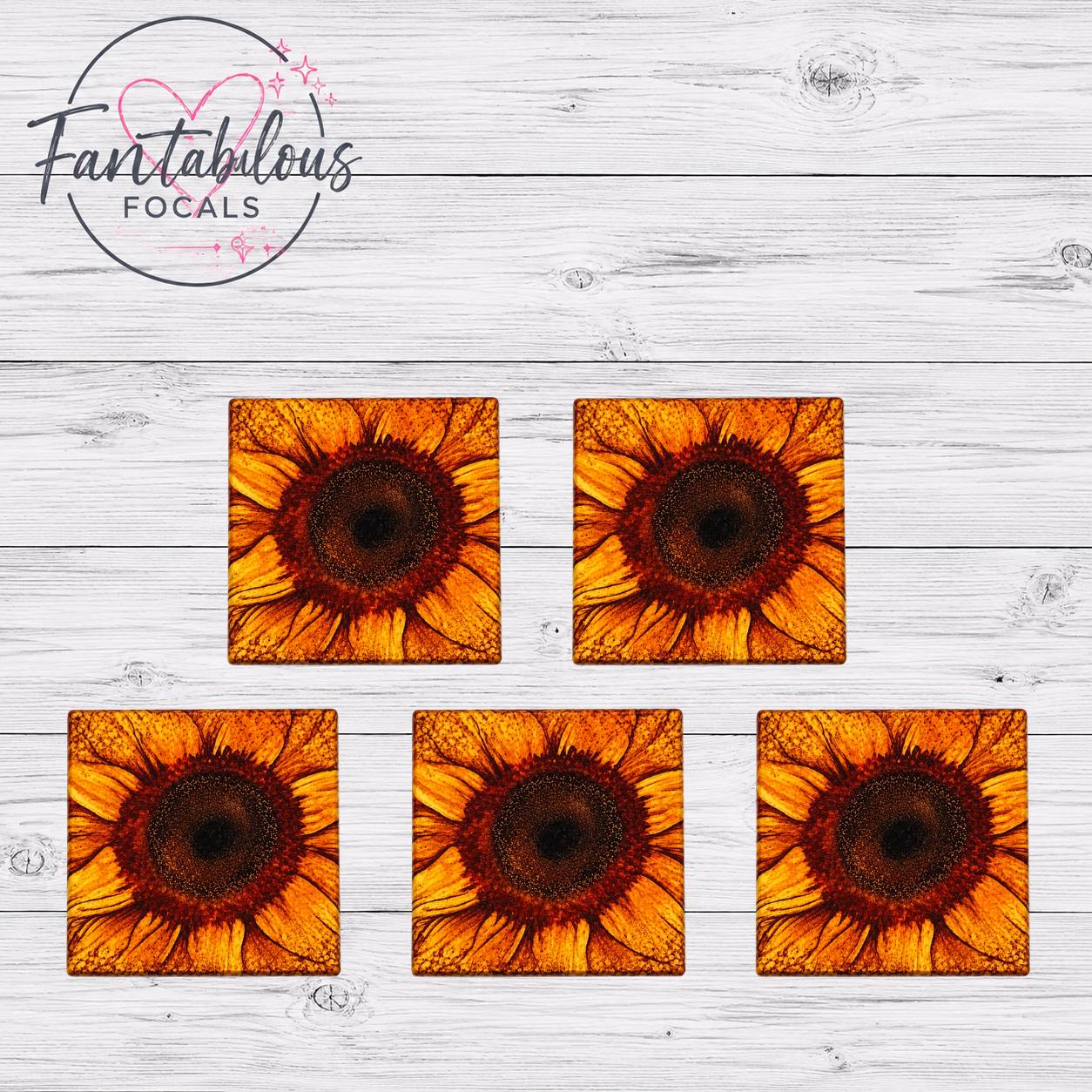 Golden Sunflower Silicone Focal Bead