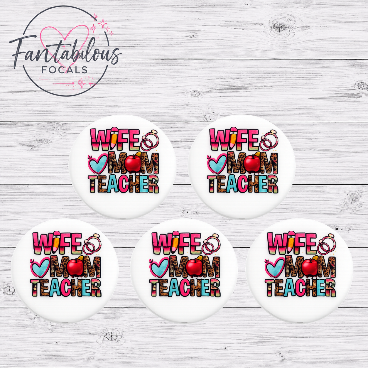 Wife Mom Teacher Silicone Focal Bead