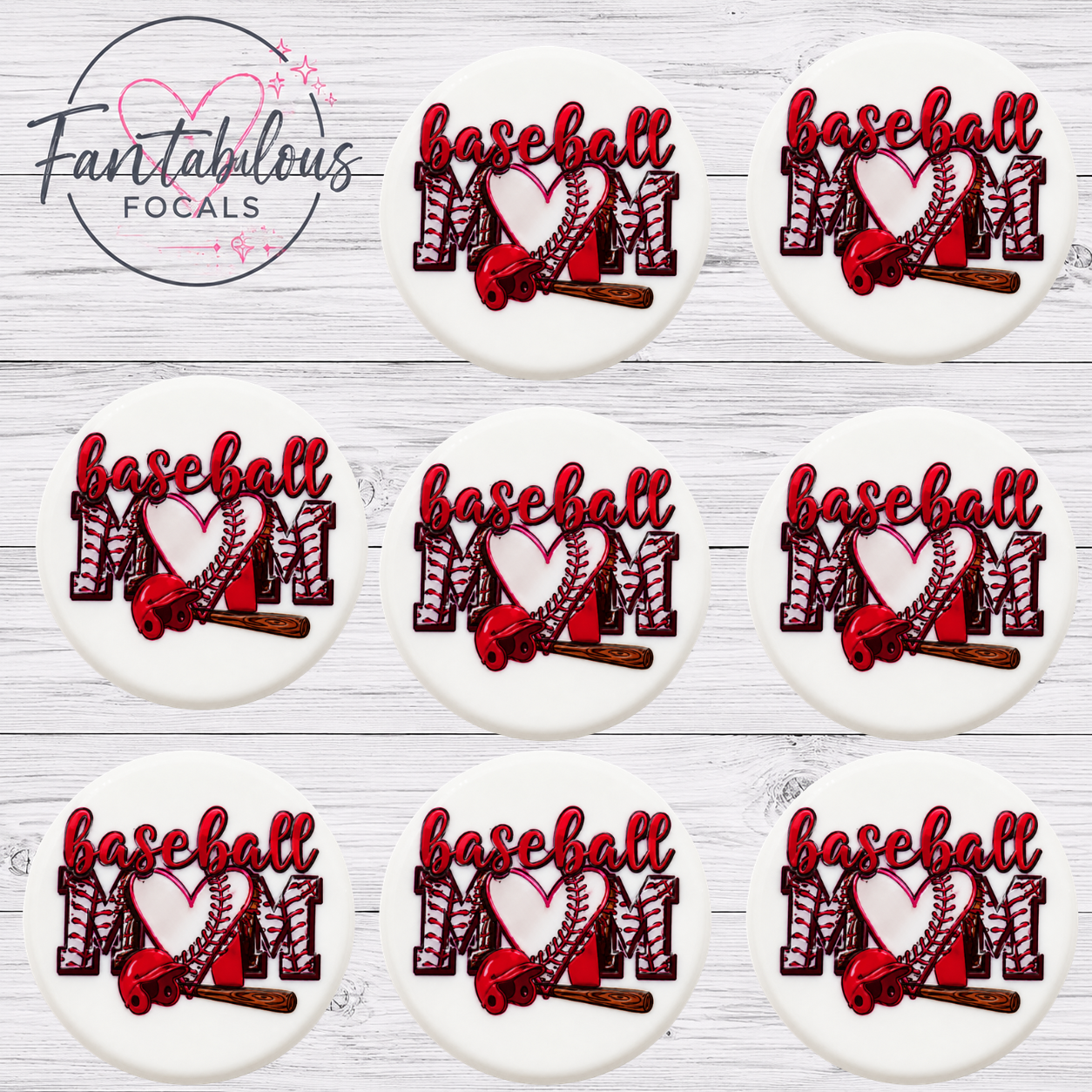 30mm Baseball Mom Custom Silicone Focal Bead
