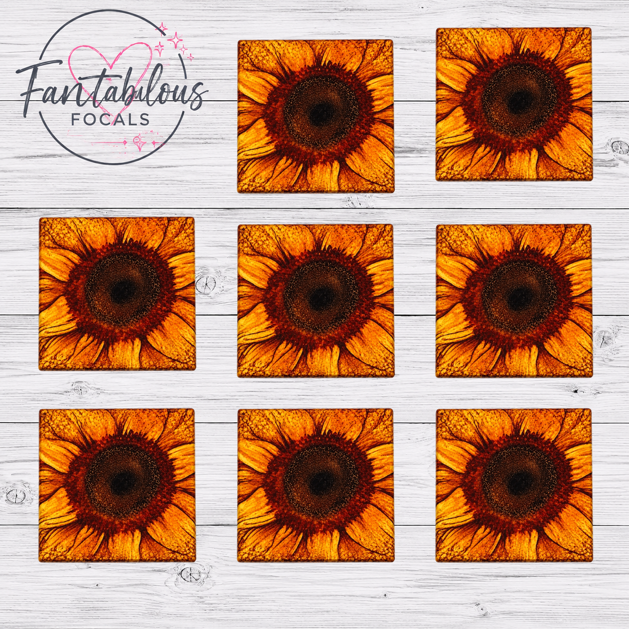 Golden Sunflower Silicone Focal Bead