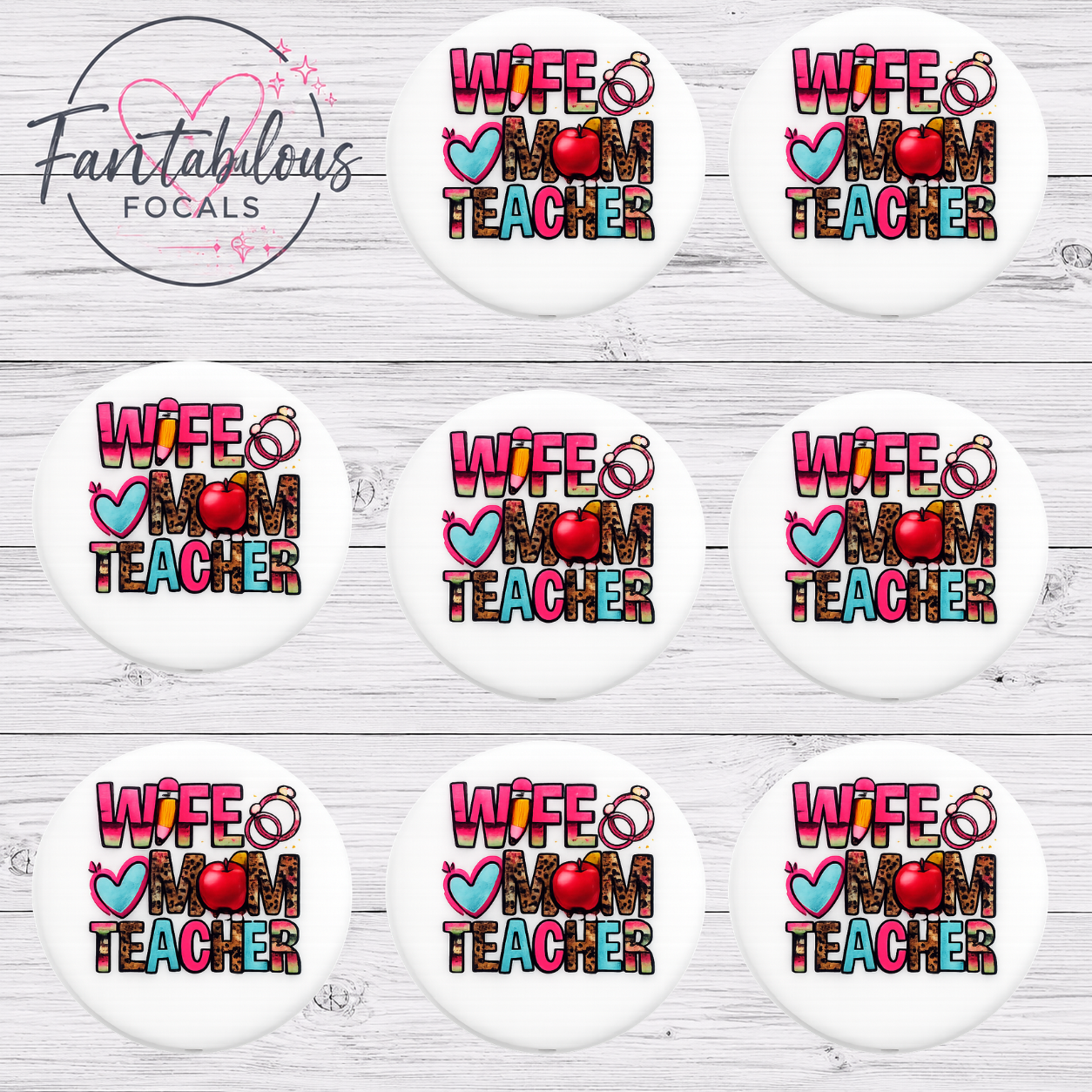 Wife Mom Teacher Silicone Focal Bead