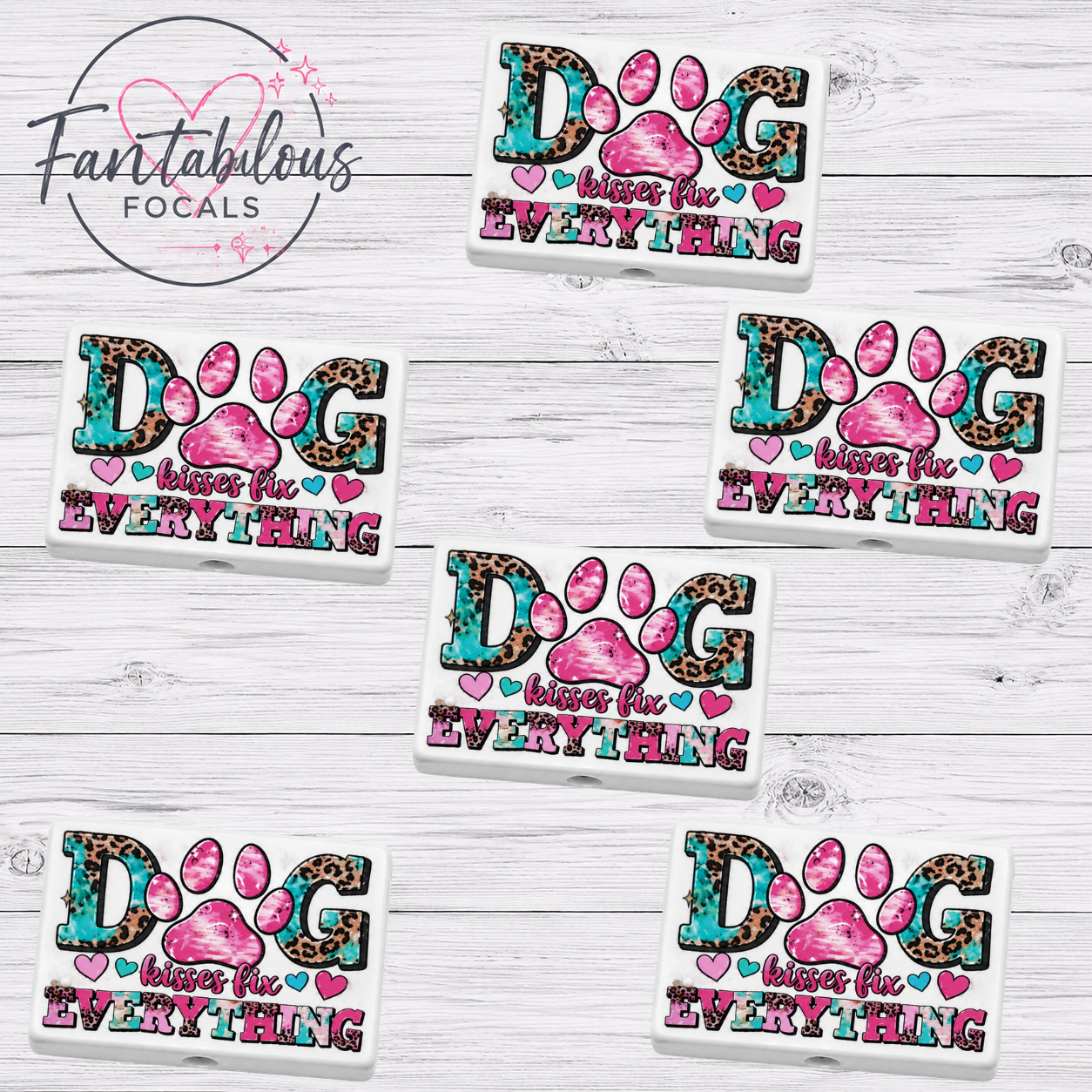 Dog Kisses Fix Everything Focal Bead