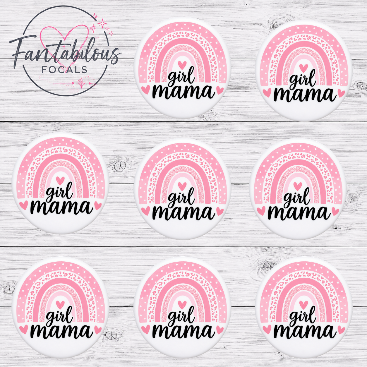 Pink Rainbow Girl Mama Focal Bead