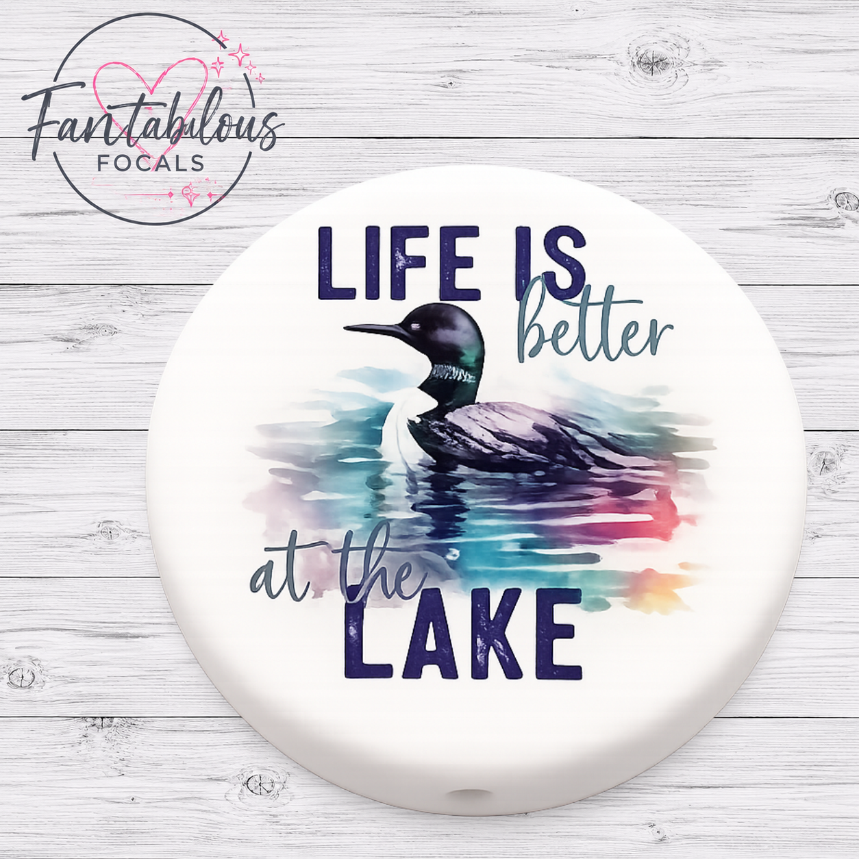 30mm Life is Better at the Lake Custom Silicone Focal Bead