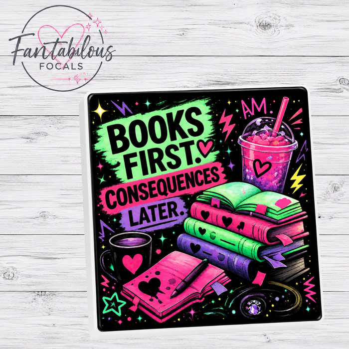 Books First Consequences Later Silicone Focal Bead