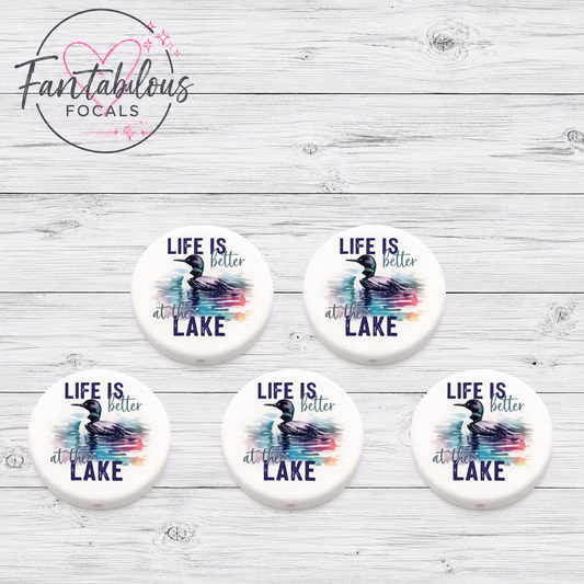30mm Life is Better at the Lake Custom Silicone Focal Bead