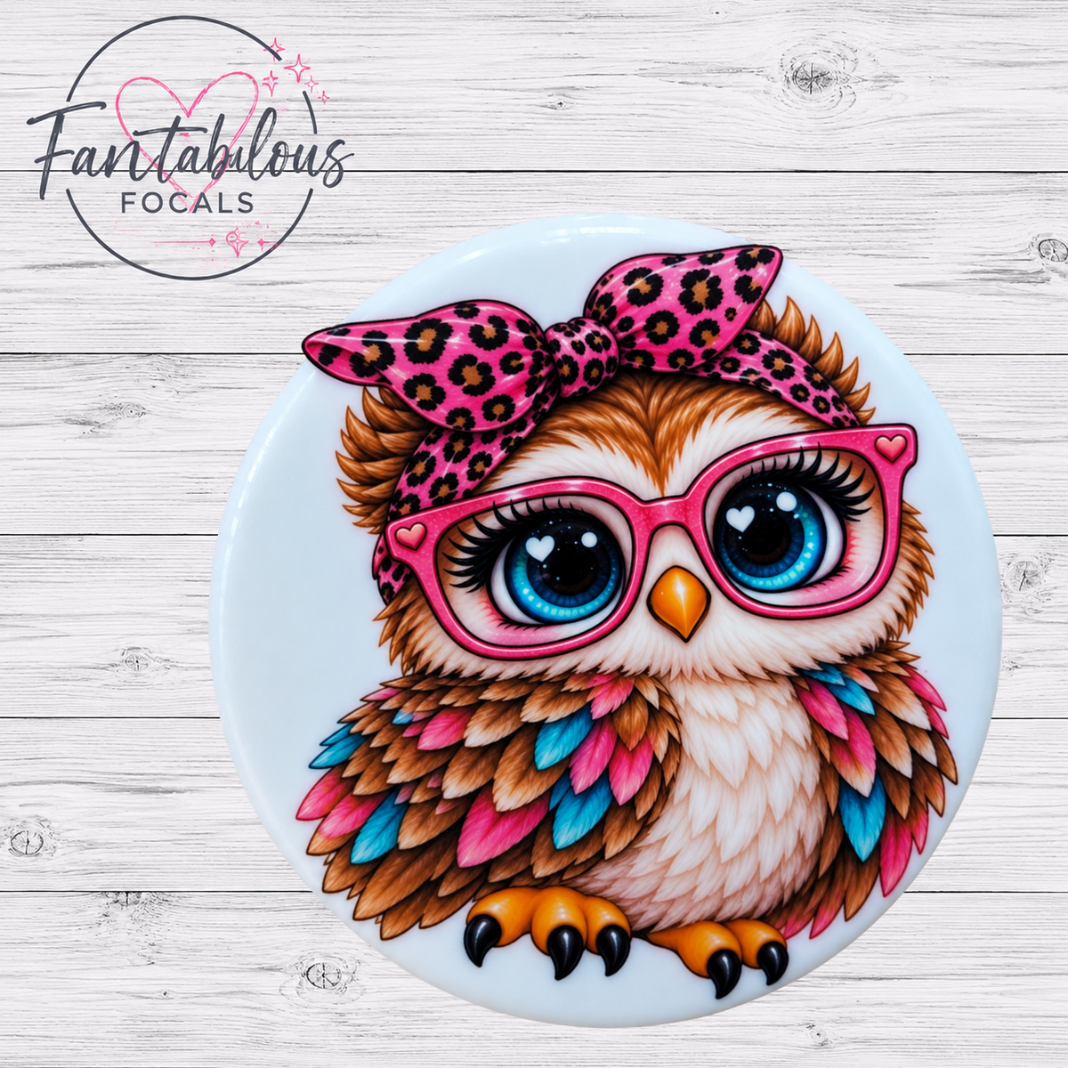 Pink Leopard Owl Silicone Focal Bead