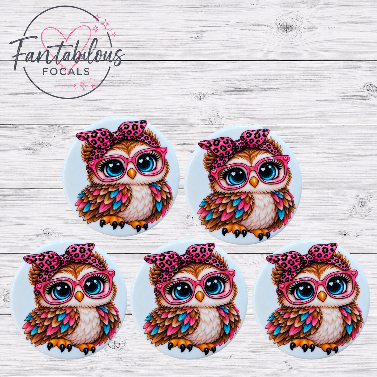 Pink Leopard Owl Silicone Focal Bead