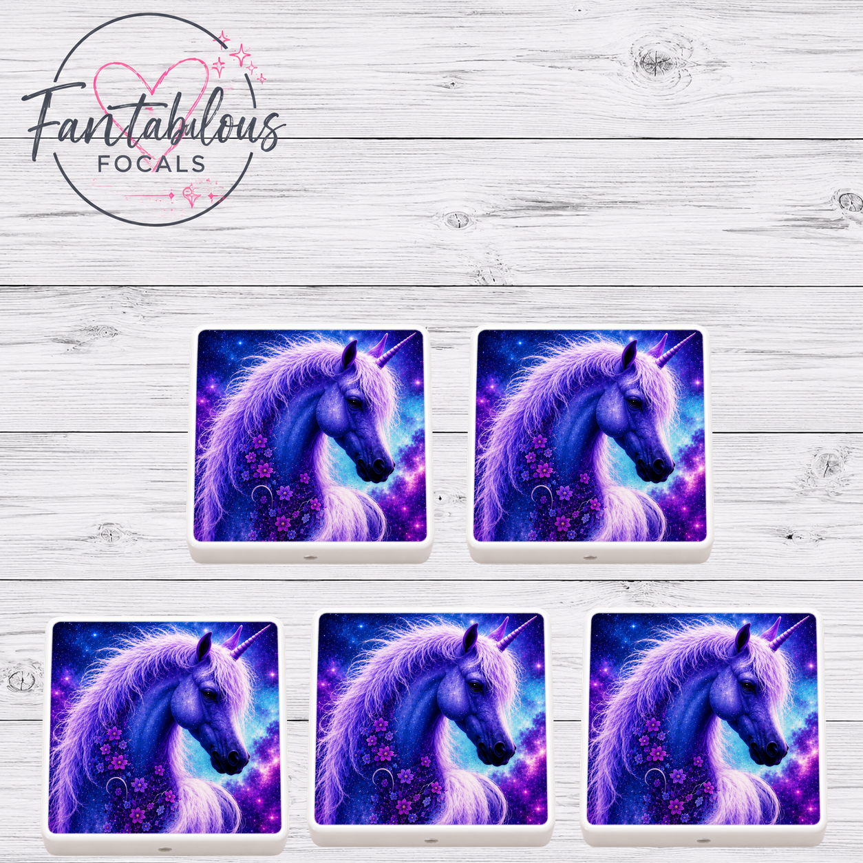 Purple Galaxy Unicorn Square Focal Bead