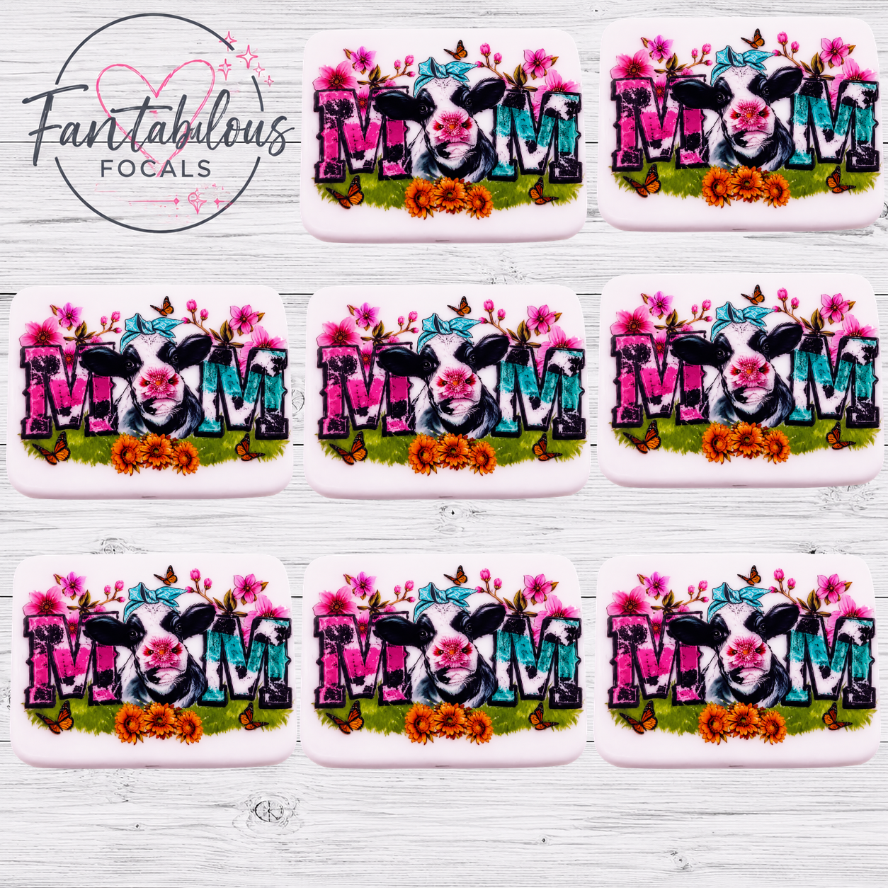 30mm Cow Mom Silicone Focal Bead