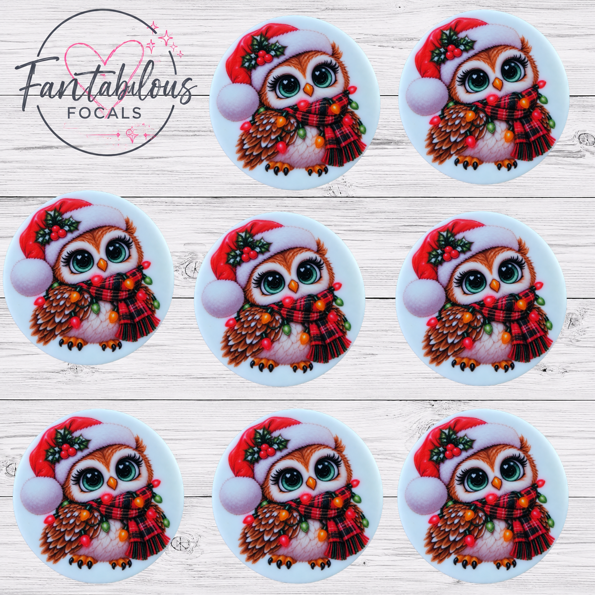 Christmas Owl Silicone Focal Bead
