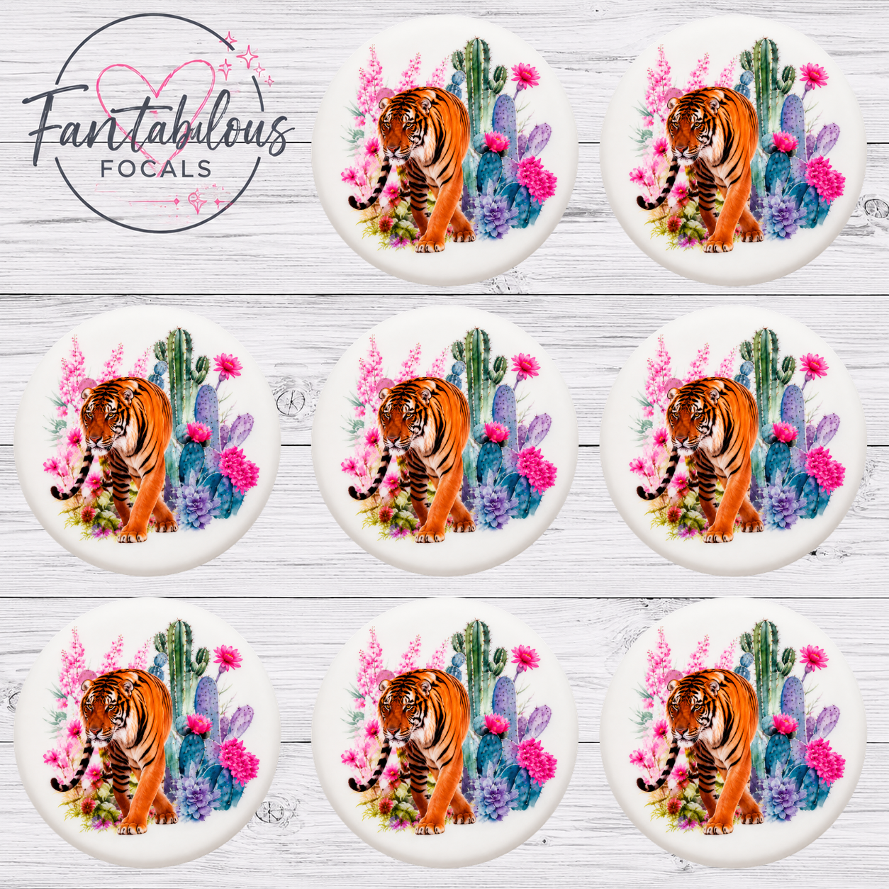 Tiger Cactus Floral Focal Bead