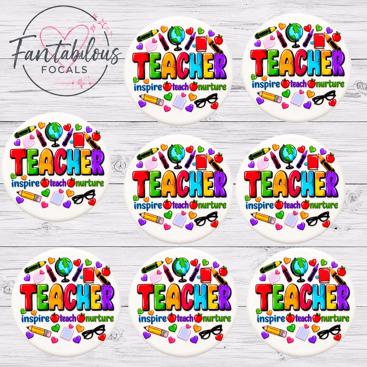 30mm Teacher Custom Silicone Focal Bead