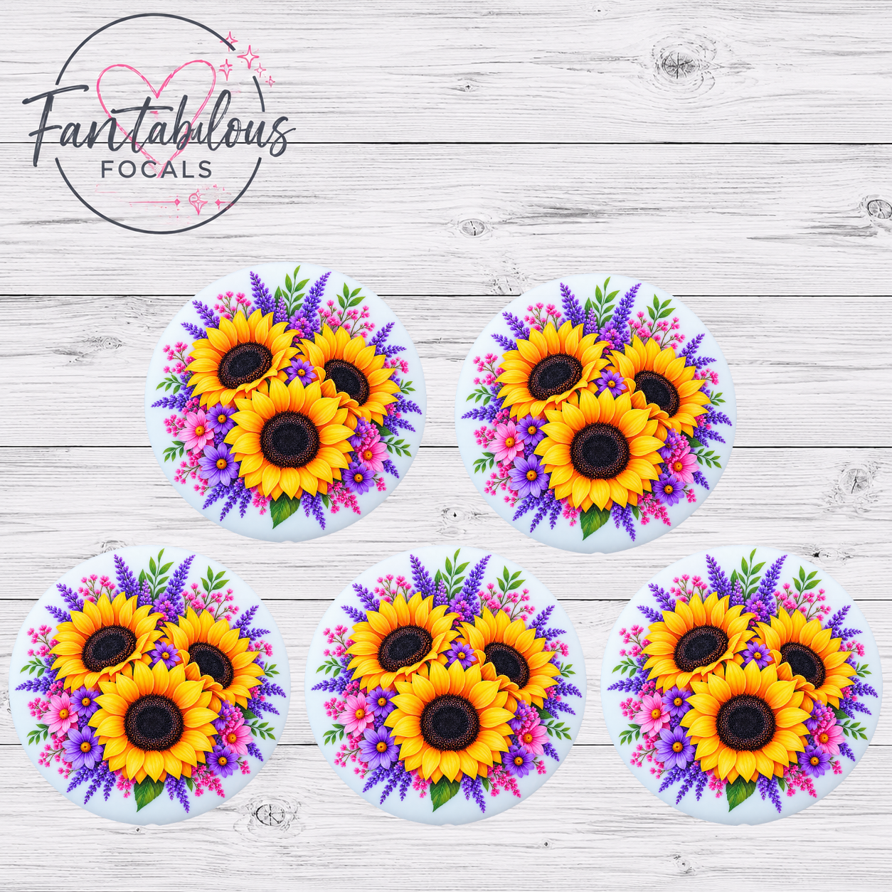 Sunflower & Lavender Floral Silicone Focal Bead