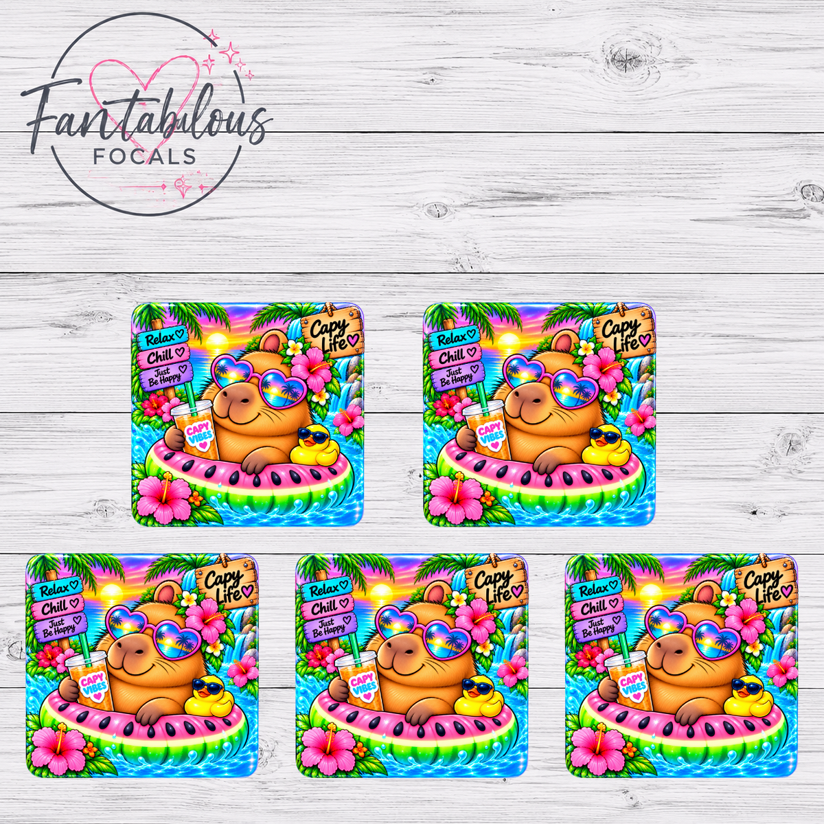 Capybara Tropical Silicone Focal Bead