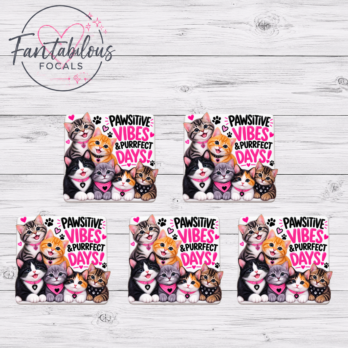 Pawsitive Vibes Cat Silicone Focal Bead