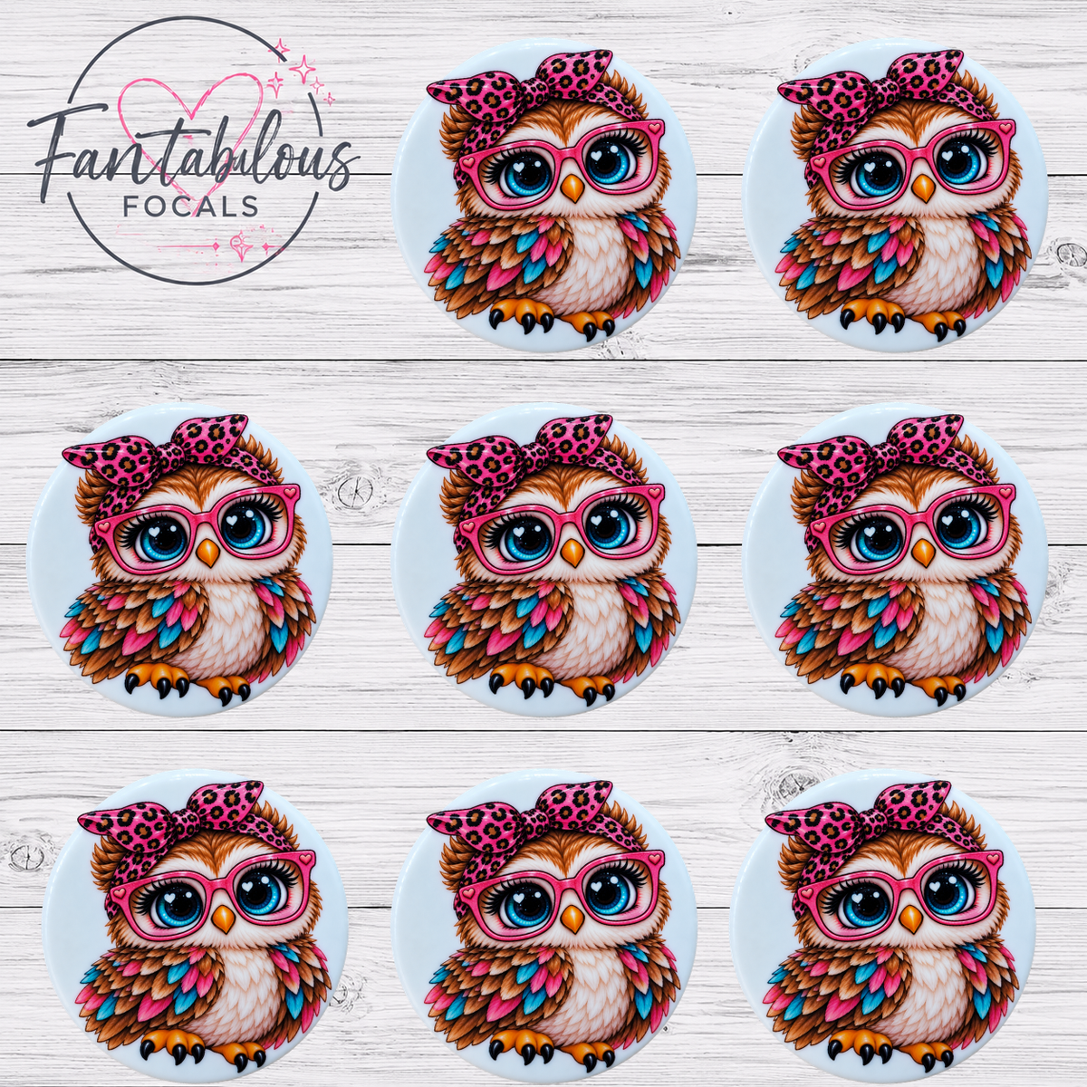 Pink Leopard Owl Silicone Focal Bead
