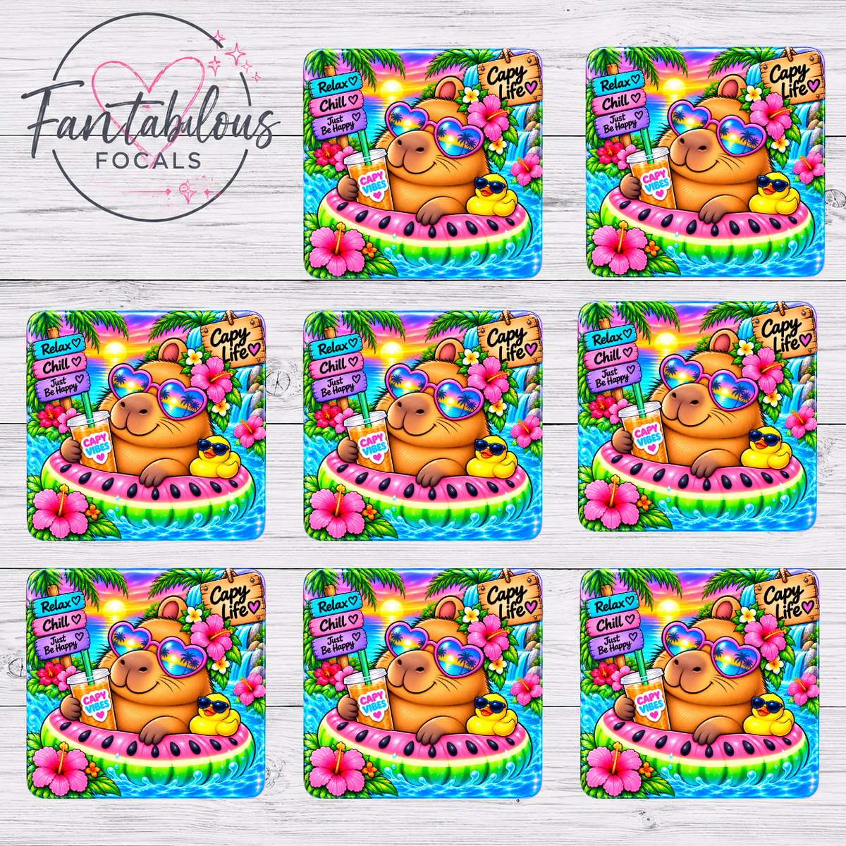 Capybara Tropical Silicone Focal Bead