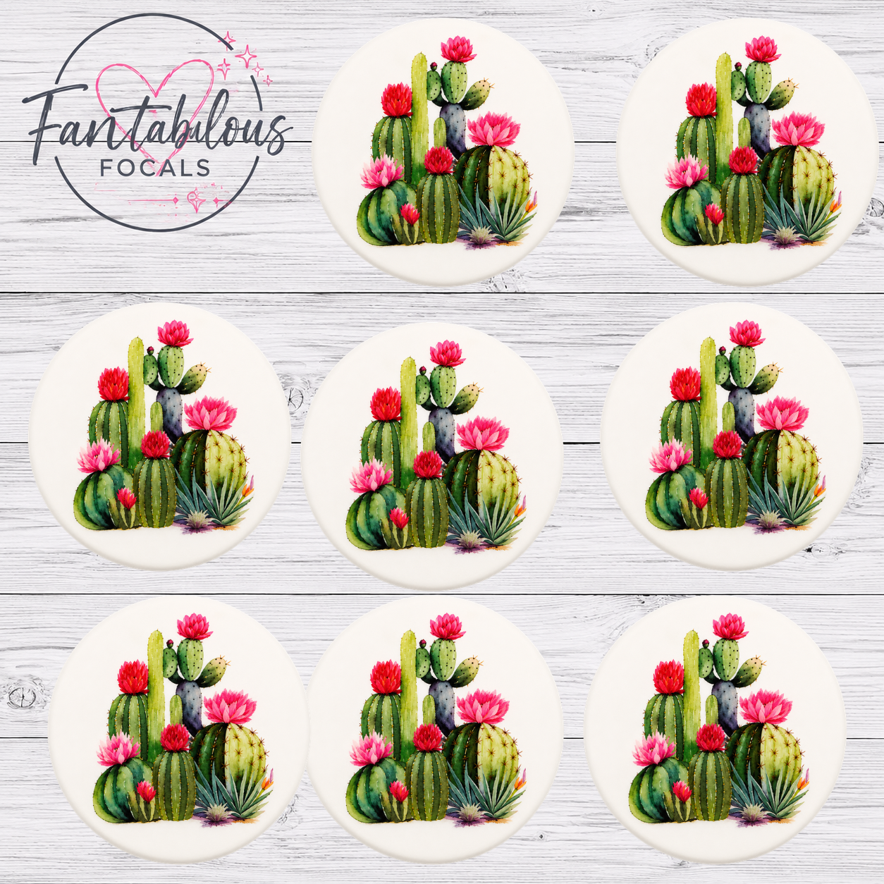 30mm Blooming Cactus Custom Silicone Focal Bead
