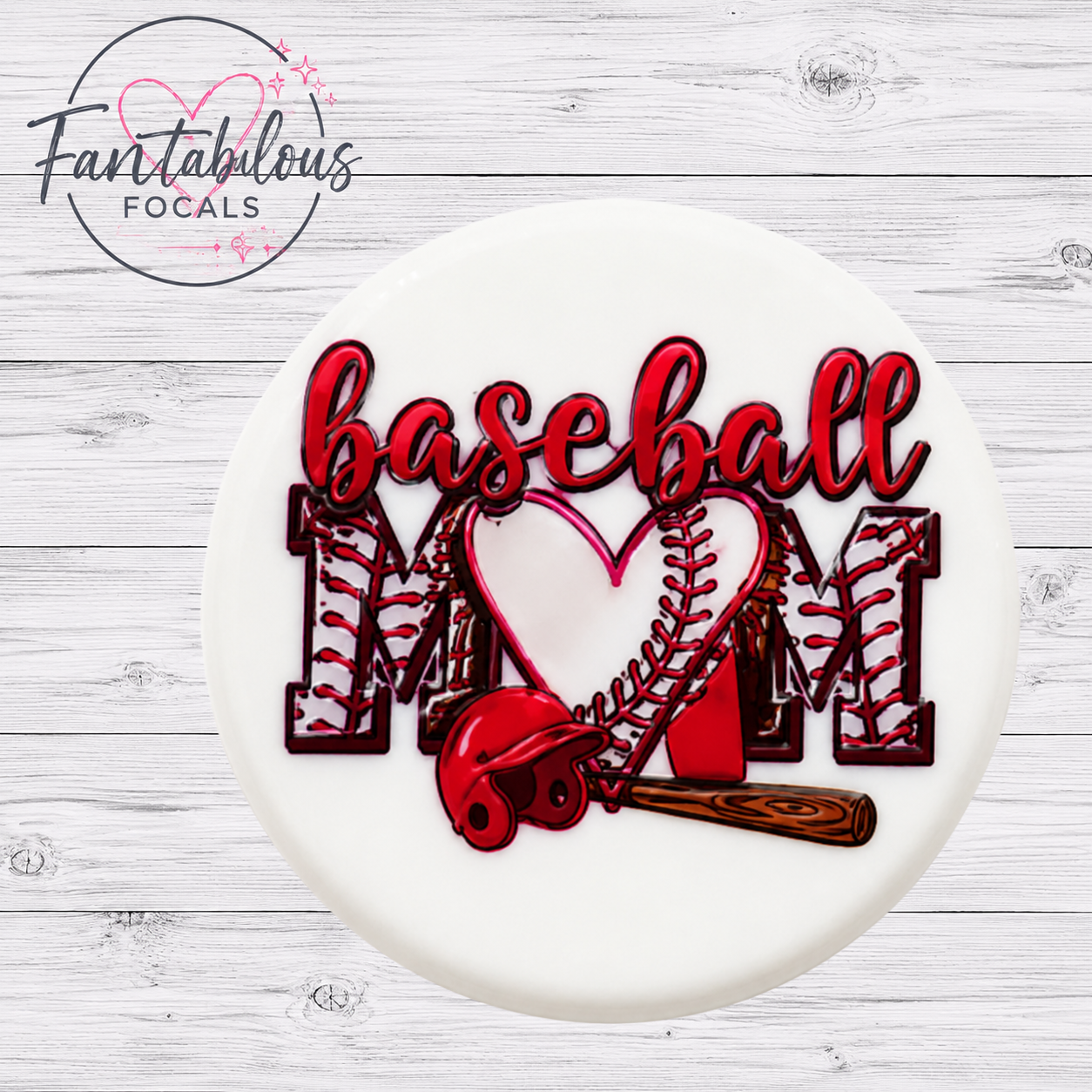 30mm Baseball Mom Custom Silicone Focal Bead
