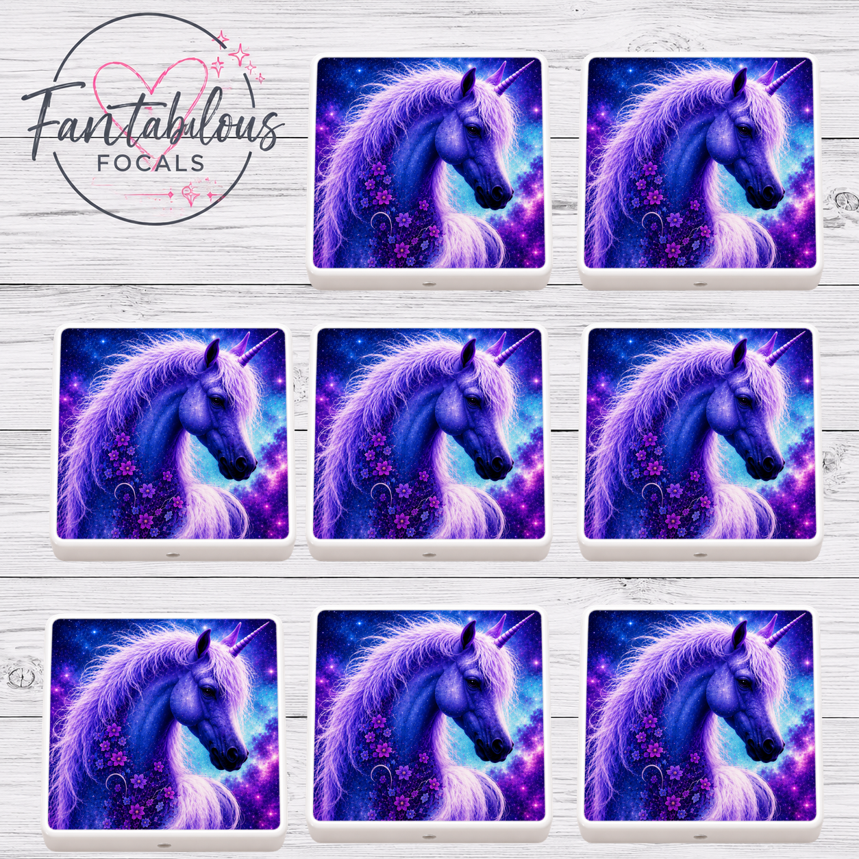 Purple Galaxy Unicorn Square Focal Bead