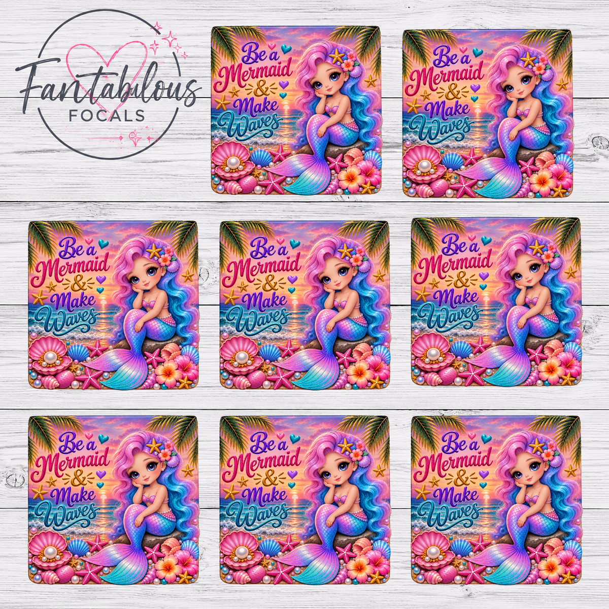 Be a Mermaid & Make Waves Silicone Focal Bead