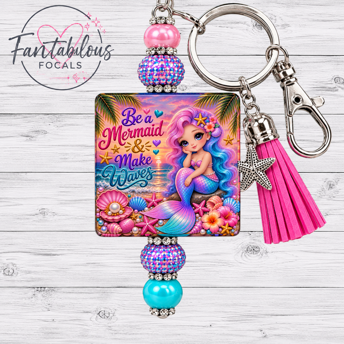 Be a Mermaid & Make Waves Silicone Focal Bead