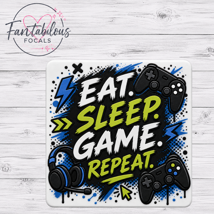 Eat Sleep Game Repeat Gamer Silicone Focal Bead