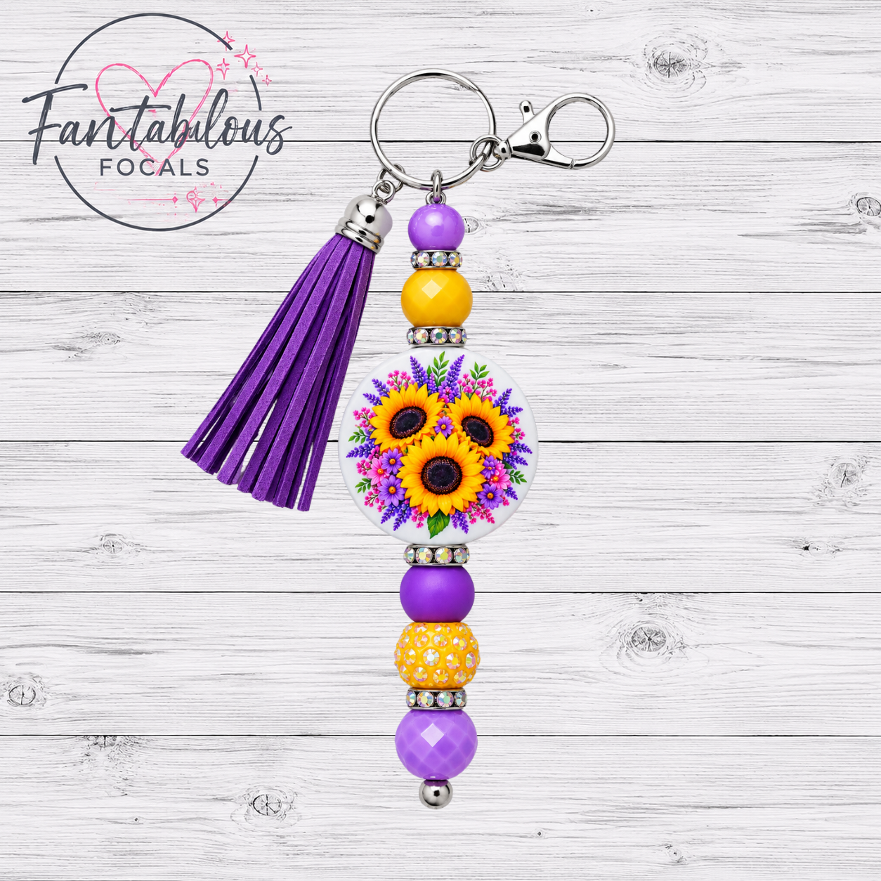 Sunflower & Lavender Floral Silicone Focal Bead