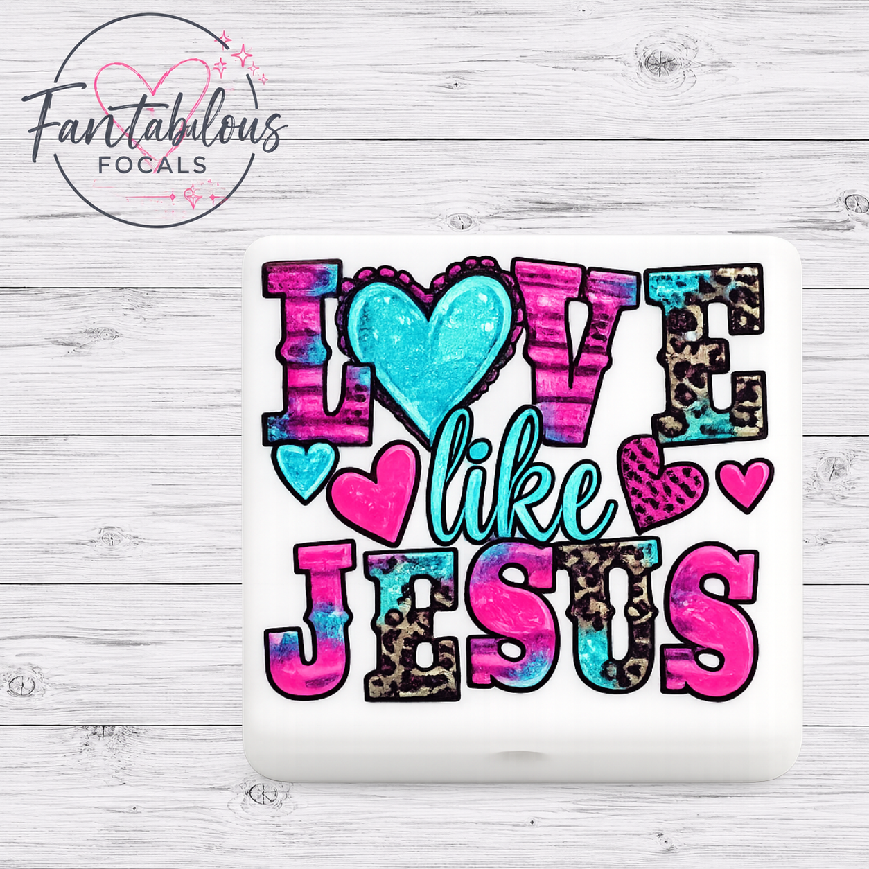 30mm Square Love like Jesus Custom Silicone Focal Bead