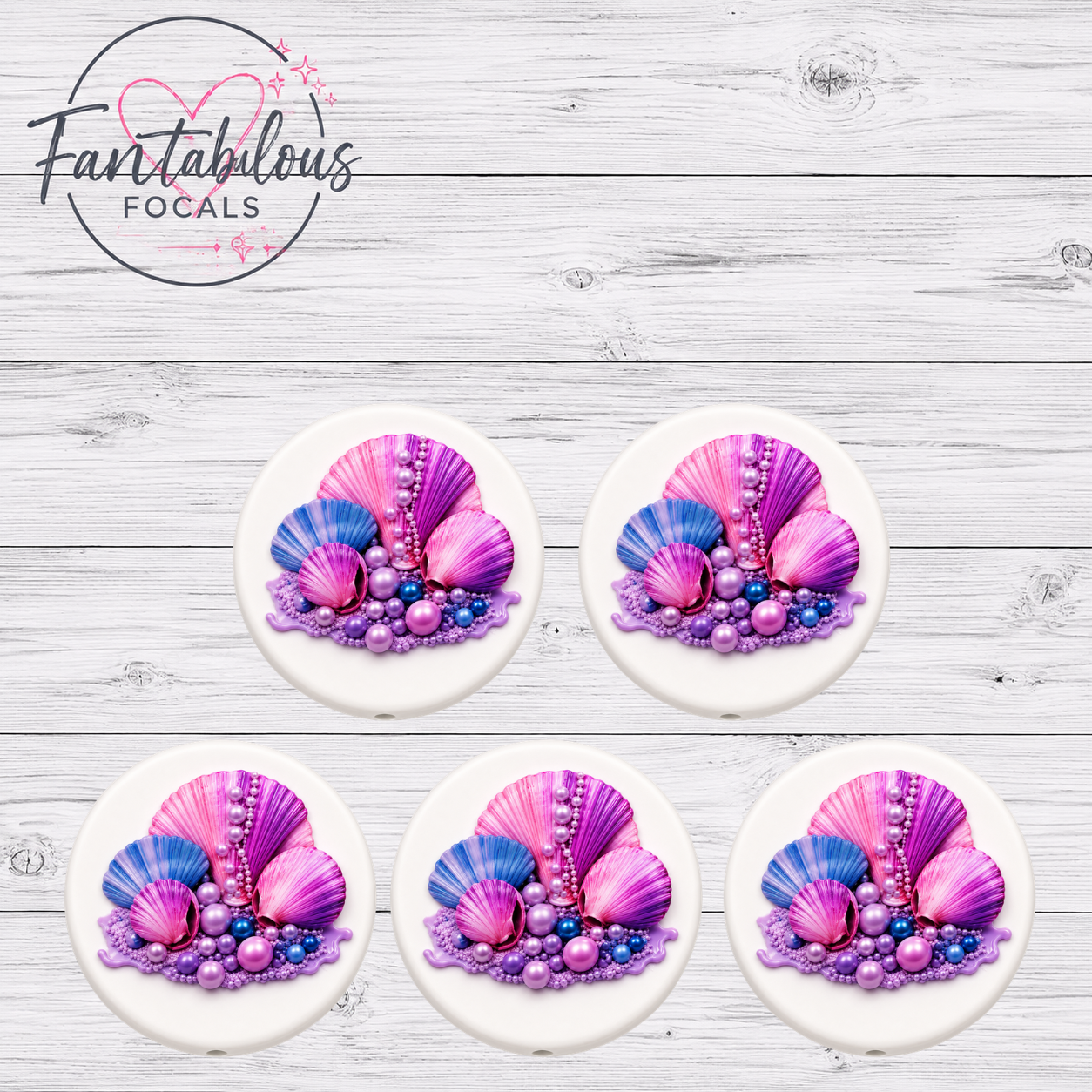 30mm Seashells Custom Exclusive Silicone Focal Bead