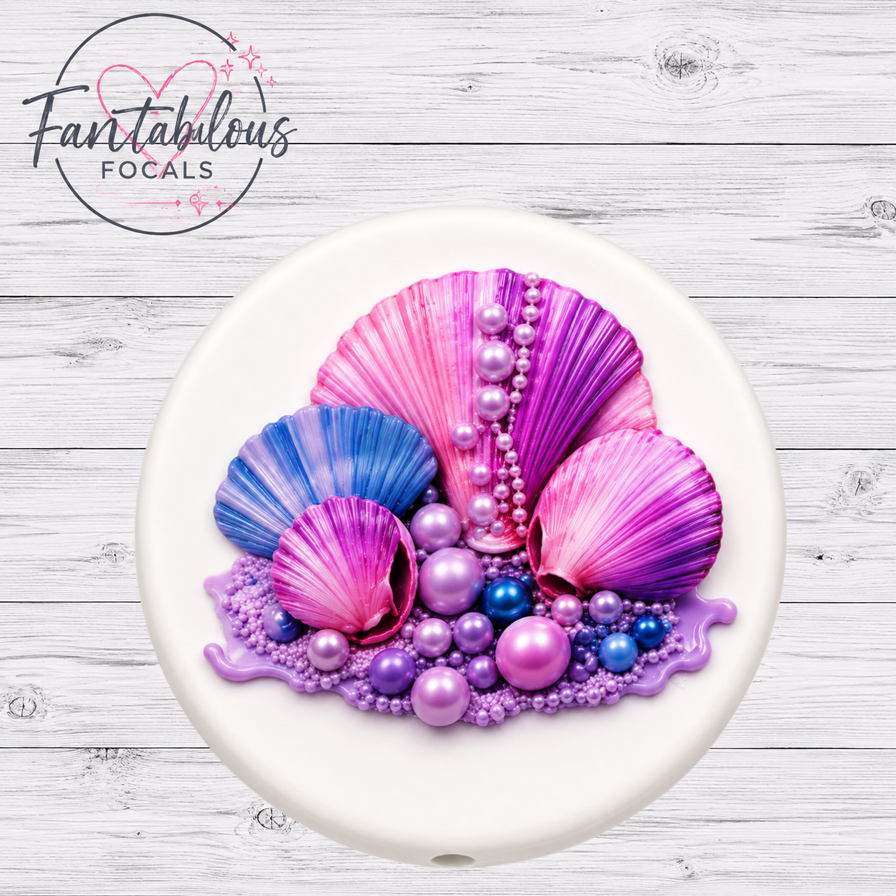30mm Seashells Custom Exclusive Silicone Focal Bead