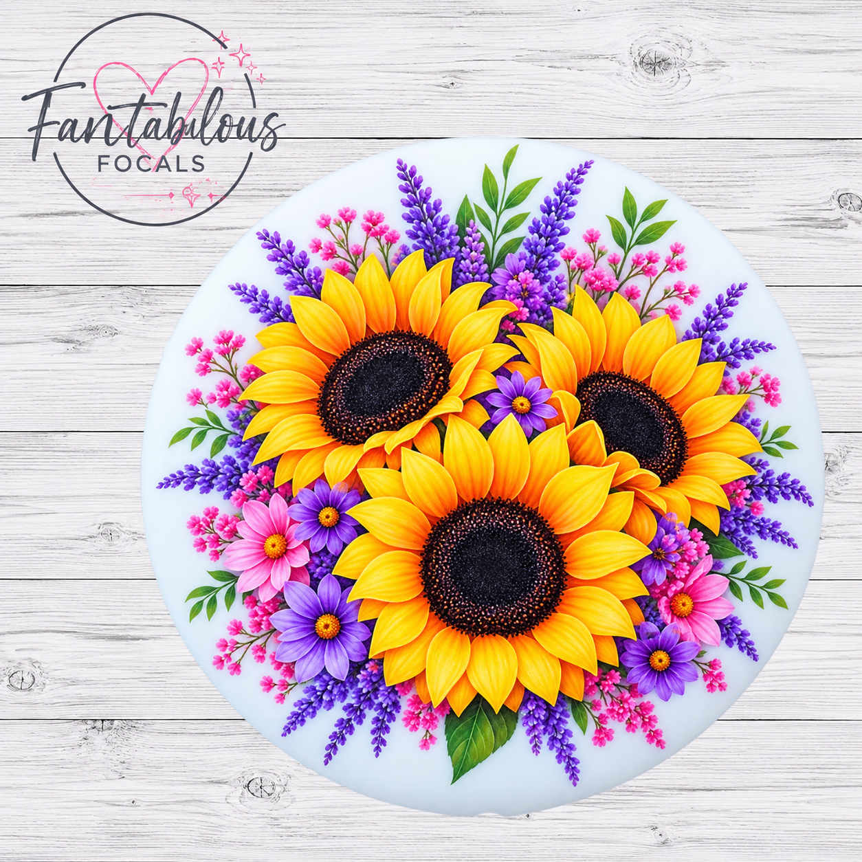 Sunflower & Lavender Floral Silicone Focal Bead